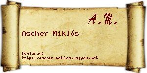 Ascher Miklós névjegykártya